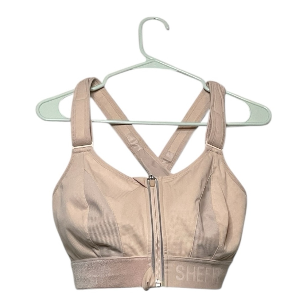 SHEFIT Nude/Taupe Front-Zip High Support Sports Bra